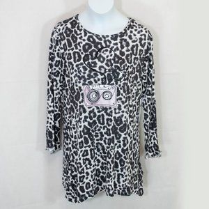 NEW Guess Leopard Print Top Girls 14 Black White Cassette Tape Love 80s M01X